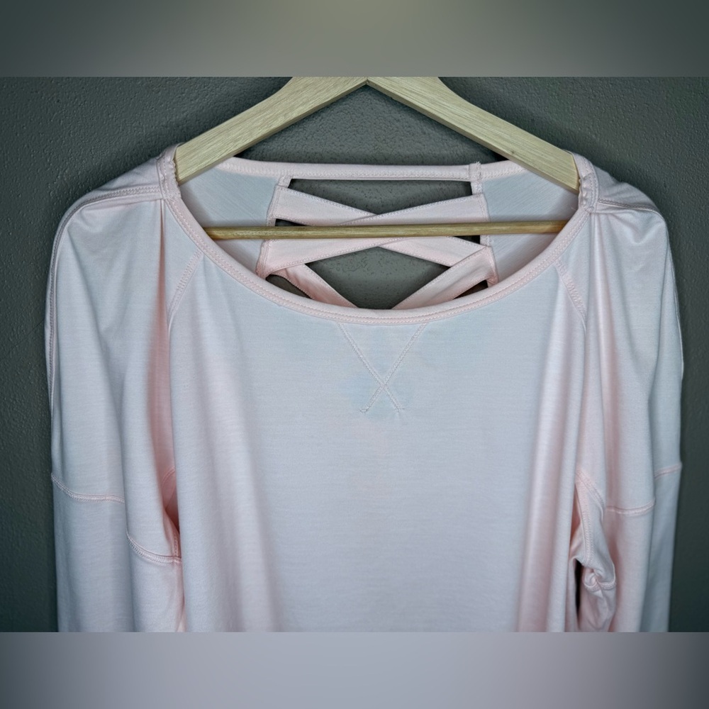 Apana Light Pink Women's 1X Activewear Top Criss-Cross Back Sport Soft&Stretchy - Picture 3 of 13